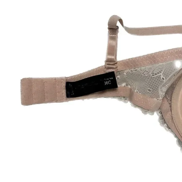 René Rofé Lingerie | Peach Lace Push Up Underwire Bra 36C - Picture 6 of 6
